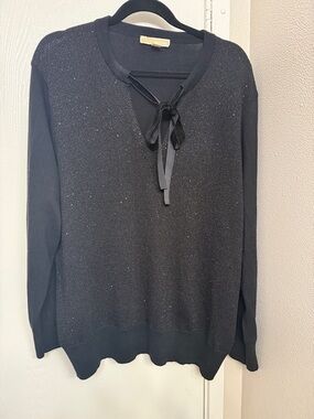 Michael Kors Black V-Neck Tie-Front Sweater